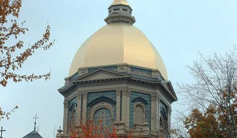 The Golden Dome atop the Main Building at the University of Notre Dame in autumn